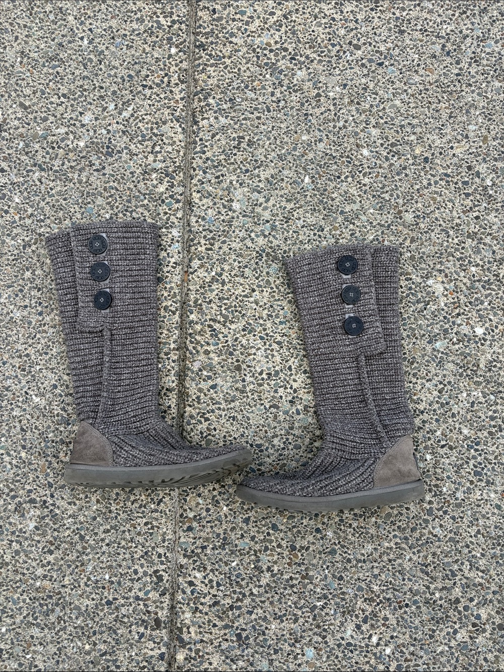 UGG Gray Knit Button Tall Boots